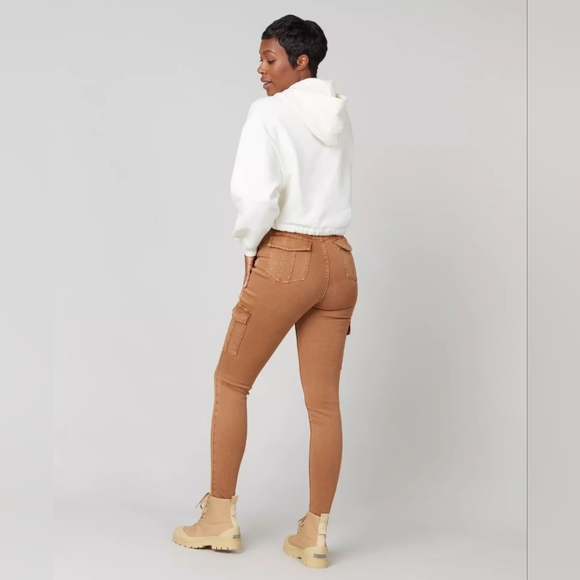 Spanx Honey Glow Stretch Twill Ankle Cargo Pants Size M Jeggings - Picture 3 of 11